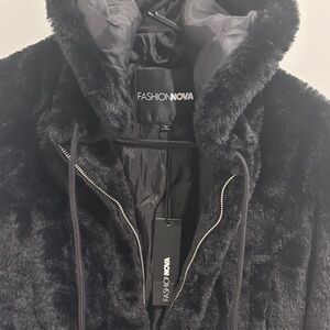 Fashion Nova Charcoal Faux Fur Coat